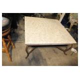 Square Iron Coffee Table with Textured Stone Top