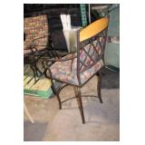 Used Bar Stool with Metal Frame and Patterned Cushion