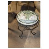 Mosaic Tile Top Bistro Table with Wrought Iron Base