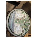Mosaic Tile Top Bistro Table with Wrought Iron Base