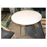 Round Folding Table with White Top and Gold Legs