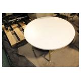 Round Folding Table with White Top and Gold Legs