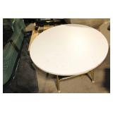 Round Folding Table with White Top and Gold Legs