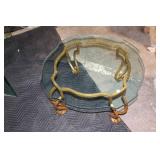 Vintage Glass and Brass Coffee Table with Scalloped Edges