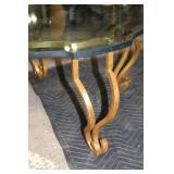 Vintage Glass and Brass Coffee Table with Scalloped Edges