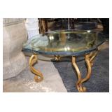 Vintage Glass and Brass Coffee Table with Scalloped Edges