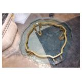 Vintage Glass and Brass Coffee Table with Scalloped Edges