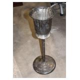 Vintage Silver Metal Floor Vase Stand
