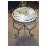 Mosaic Bistro Table with Metal Base and Floral Design