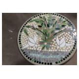 Mosaic Bistro Table with Metal Base and Floral Design