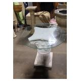 Elegant White Pedestal Table with Glass Top