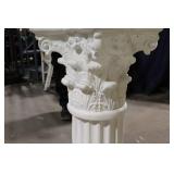 Elegant White Pedestal Table with Glass Top