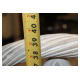 Vintage White Rattan Dining Chair with Beige Cushioned Seat