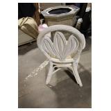 Vintage White Rattan Armchair with Leaf Back Design