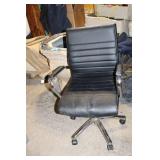 Used Black Leather Office Chair with Chrome Base