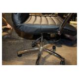 Used Black Leather Office Chair with Chrome Base