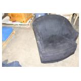 Black Swivel Barrel Chair with Suede-Like Fabric