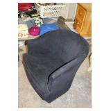 Black Swivel Barrel Chair with Suede-Like Fabric