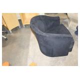 Black Swivel Barrel Chair with Suede-Like Fabric