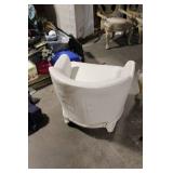 Vintage White Leather Armchair with Button Tufting