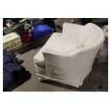 Vintage White Leather Armchair with Button Tufting