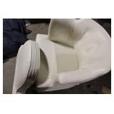 Vintage White Leather Armchair with Button Tufting