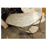 Elegant Granite Top Console Table with Metal Frame