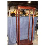 Tall Mahogany Display Cabinet with Built-in Light