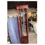 Tall Mahogany Display Cabinet with Built-in Light