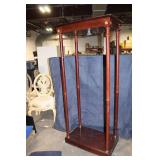 Antique Mahogany Lighted Display Pedestal with Detailing