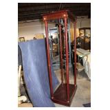 Antique Mahogany Lighted Display Pedestal with Detailing