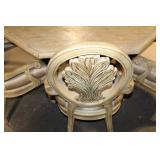 Elegant Carved Stone Dining Table with Octagonal Table and 8 Chairs