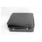 Black Faux Leather Briefcase with Gold Accents