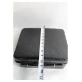 Black Faux Leather Briefcase with Gold Accents