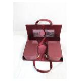 Elegant Maroon Leatherette Jewelry Organizer with Dual Zippered Compartments