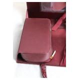 Elegant Maroon Leatherette Jewelry Organizer with Dual Zippered Compartments
