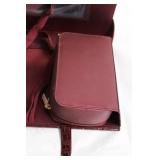 Elegant Maroon Leatherette Jewelry Organizer with Dual Zippered Compartments