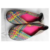 Colorful Woven Slip-On Shoes with Pink Inner Lining