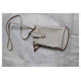 Cream Leather Crossbody Mini Wallet with Card Holder