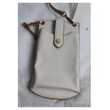 Cream Leather Crossbody Mini Wallet with Card Holder