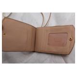 Cream Leather Crossbody Mini Wallet with Card Holder