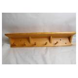 Wooden Wall-Mounted Coat Rack with 5 Peg Hooks