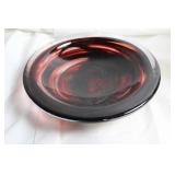 Elegant Red Swirl Glass Plate
