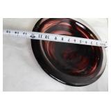 Elegant Red Swirl Glass Plate