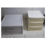 Set of Plastic Storage Drawers and Bins