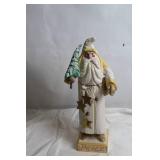 Vintage Handcrafted Wooden Santa Figurine with Peace Base