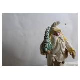 Vintage Handcrafted Wooden Santa Figurine with Peace Base