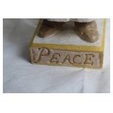 Vintage Handcrafted Wooden Santa Figurine with Peace Base