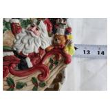 Vintage Ceramic Santa Sleigh Plate with Hand-Painted Christmas Scene