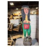 Large Hand-Carved Wooden Native American Statue